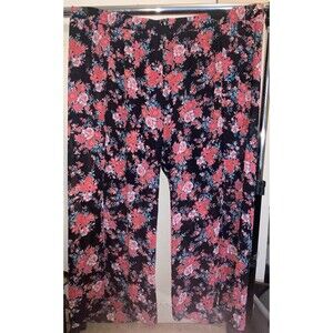 Torrid Floral Chiffon Wide Leg Pants Side Slit Lined 6x Size 30